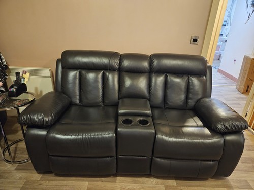 Seater black leather - 2-seater, sofa