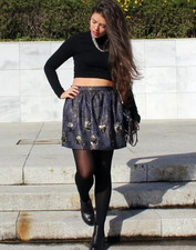 ZARA Blue Gold Jacquard Mini