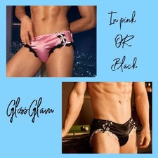 Men's stunning pink silky feel sating knickers sissy CD TV lace bow detail HOT