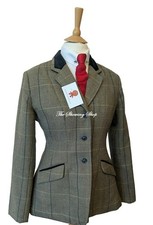 IMMACULATE LADIES EQUETECH KENSWORTH GREEN TWEED SHOWING JACKET SIZE 16 (40)