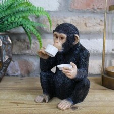 Monkey Ornament Tea Drinking Resin Animal Novelty Modern Decoration for Home