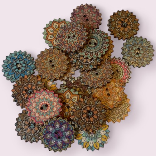 25mm vintage wooden buttons - vintage,