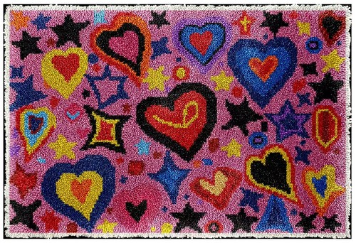 Large hearts latch hook rug - hearts,