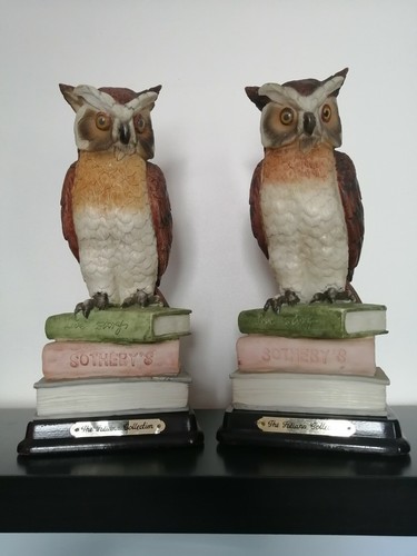 Old owl standing figurines - old,