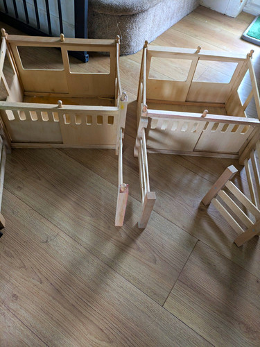 Beige wooden stable toy with - stable,