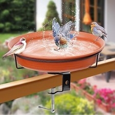 Deck Mounted Bird Bath for Outside, Detachable Birdbath Bowl with Sturdy Clamp,