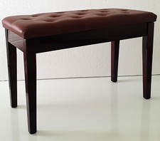 Piano Bench Stool in Cherry Brown High Gloss with Underseat Storage Compartment.
