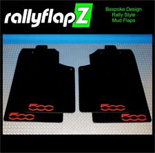 rallyflapZ | Mud Flaps & Fixings to fit Fiat 500 Black 3.2mm PVC *Gloss L-Red