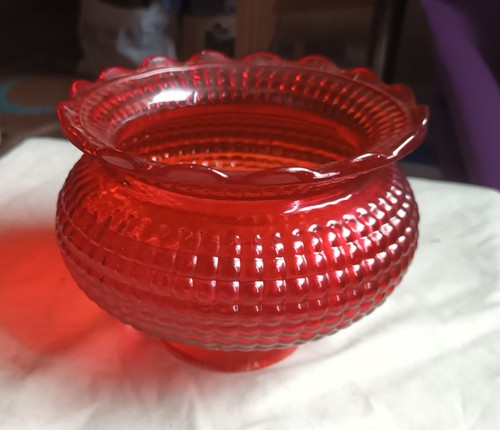 Antique red hobnail lamp shade - red,
