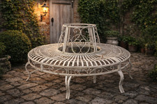 Garden tree bench metal white