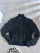 Suede Black Bomber Jacket Size Small