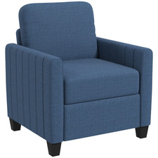 Accent Chair Blue Burlap Polyester Foam 78W x 74D x 87Hcm Tufted 2-Seater Pillow