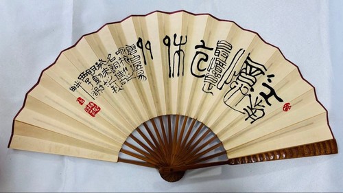 Hand painted fan with - hand-painted,