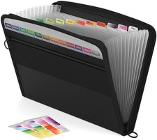 Expanding File Organiser 13 Pockets, A4 Accordion Folder with Zipper