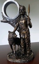 Vintage Crosa Bronze crafted Wolf Native American Warrior Bronze Statue Figurine
