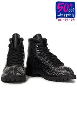 RRP€1530 VALENTINO GARAVANI Leather Combat Boots US11 UK8 EU41 Made in Italy