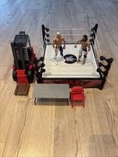 WWE Raw Wrestling Ring Bundle Inc Figures, Forklift, Chair And Table Mattel Play