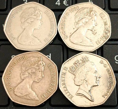 Large old 50p coins job - old, lot