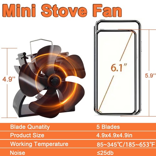 9in heat powered - 4.9in, stove