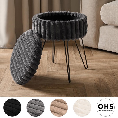 Ohs faux fur stool - faux, hairpin