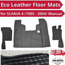 Set of Black Eco Leather Floor Mats for SCANIA 4 Series 1995-2004 MANUAL RHD