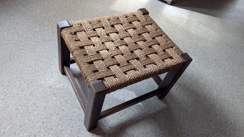 Vintage wooden stool - stool, woven