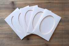 5 Tri-Fold Deckle Edge Oval Aperture A6 Cream Card Blanks and Envelopes