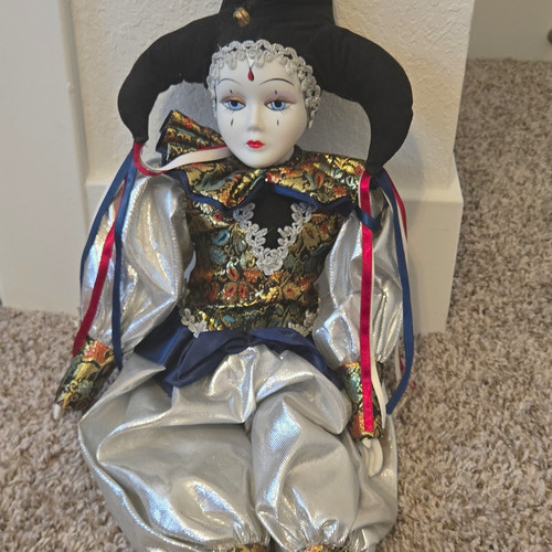 Jester porcelain doll - jester, w/