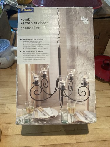 Black metal candle - black, chandelier