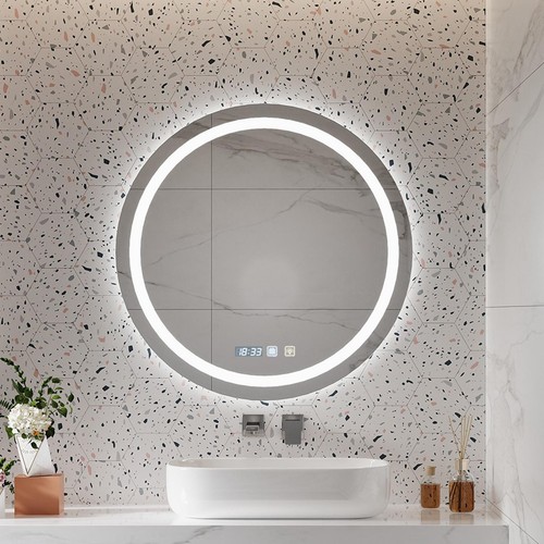 Round led bathroom wall mirror - wall,