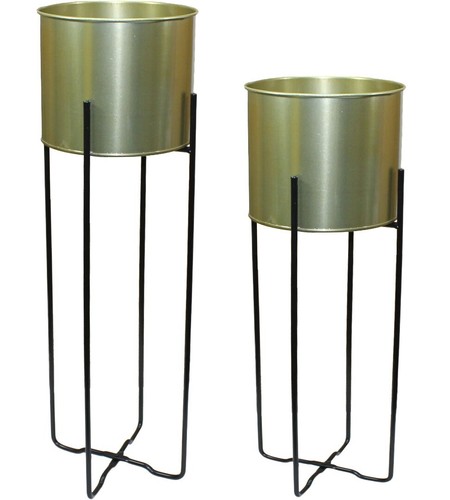 Gold metal plant - metal, pot