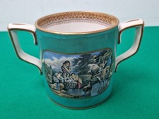 Antique #123 Prattware Washing at the River Two Handled Loving Cup Chocolate Mug