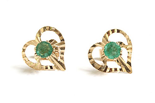 9ct gold emerald - emerald, stud
