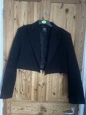 ZARA black Cropped Blazer Jacket Size Xs 6 8