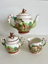 Wedgwood Dye Ken John Peel Hunting Teapot Milk Jug & Sugar VGC!