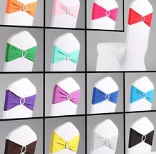 100pcs Stretch Chair Bands with Buckle Slider Elastic Sashes Bow Covers