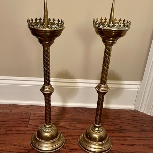 Pair large vintage brass - pair,