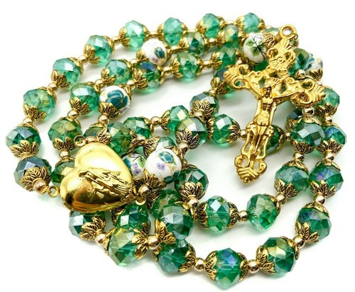 Catholic green crystals - catholic, beads