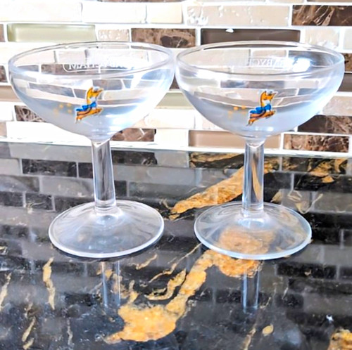 Babycham pair stemmed glass - babycham,