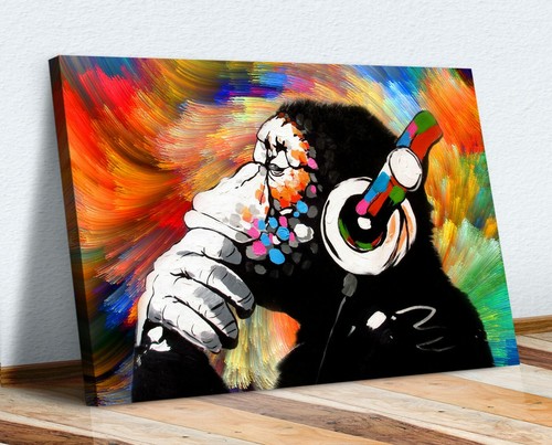 Monkey banksy colourful - monkey, dj