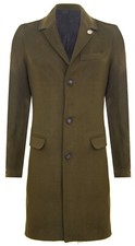 Mens 3/4 Long Olive Wool
