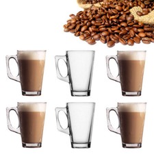 6 Latte Glasses Mugs 240ml + 6