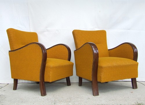 Pair art deco armchairs - art,