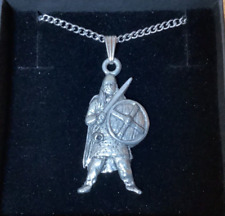 Viking Warrior Silver Pewter Pendant On A Chain (P)
