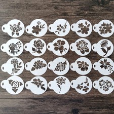 Set of 20 Barista Cappuccino Chocolate Stencil Templates for Coffee Latte Duster