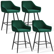 1/2/4X Breakfast Bar Stools Velvet Padded Bar Chairs Seat  Kitchen Pub Stool UK