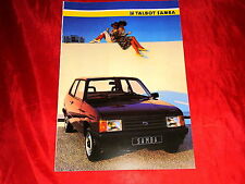 TALBOT Samba Base LS Rally Cabriolet Brochure Brochure Brochure Brochure Folleto 1985
