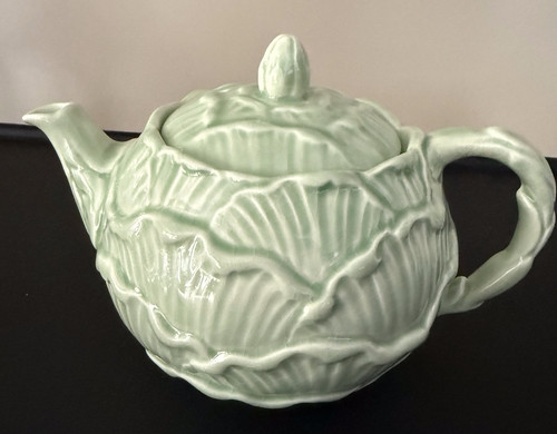 English rose teapot green - rose,