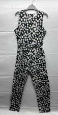 Wallis Petite Women Floral Sleeveless Jumpsuit Size 10 Belted Back Button & Zip