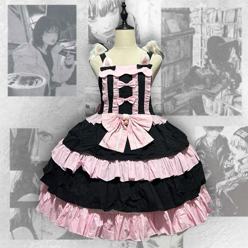 Kawaii black and pink cat - black,